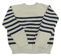 Bílo-tmavomodrý pruhovaný svetr H&M
