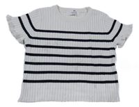 Smetanovo-černé pruhované žebrované pletené tričko H&M