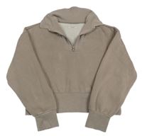 Hnědá crop mikina s límečkem Primark