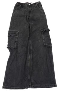 Tmavošedé cargo wide leg rifle H&M