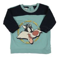 Světlemodro-tmavomodrá mikina se Silvestrem - Looney Tunes