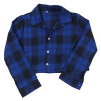 Modro-černá kostkovaná crop košile 