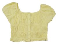 Žlutá mačkaná crop halenka M&S