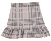 Růžovo-šedá kostkovaná pletená sukně River Island