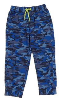 Modré army plátěné cuff kalhoty Kiki&Koko