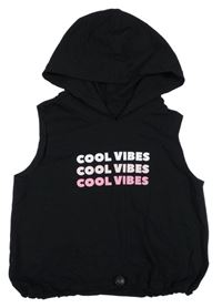 Černá bavlněná crop vesta s nápisem a kapucí C&A