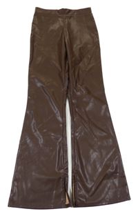 Čokoládové koženkové flare legíny H&M