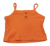 Tmavooranžový žebrovaný úpletový crop top s knoflíky 