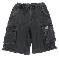 Černé riflové cargo chino kraťasy Chapter Young