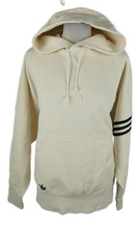 Dámská smetanová oversized mikina s pruhy a kapucí Adidas 