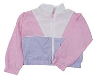 Bílo-světlerůžovo/fialová šusťáková crop bunda PRIMARK