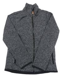 Šedo-černá melírovaná pletená propínací mikina H&M