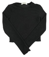 Černé třpytivé crop triko H&M