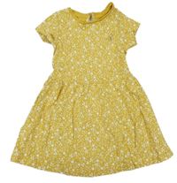 Hořčicové bavlněné květované šaty Mothercare