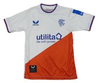 Bílo-červeno-modré sportovní tričko s nápisy Castore 
