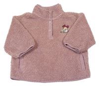 Starorůžová huňatá oversize mikina s Minnií Disney