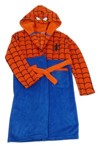 Cobaltoě modro-červený plyšový župan s pavoukem a kapucí - Spider-man MARVEL