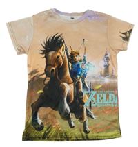 Hnědé sportovní tričko s herní postavou - The Legend of Zelda
