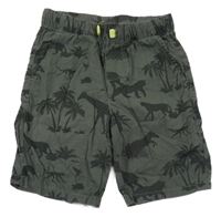 Khaki plátěné kraťasy se zvířaty a palmami Little Kids