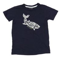 Tmavomodré tričko s rybou Blue seven