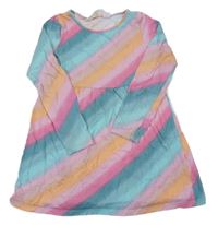 Růžovo-zeleno-oranžové pruhované šaty H&M