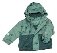 Zelená šusťáková podzimní bunda s diny a kapucí