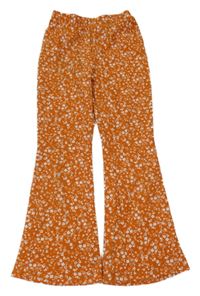 Oranžovo-bílé květované flare legíny Matalan