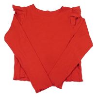 Červené žebrované crop triko H&M