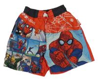 Červeno-barevné plážové kraťasy se Spidermanem 