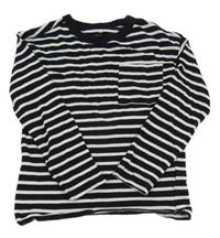 Černo-bílé pruhované triko s kapsou H&M