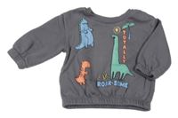 Tmavošedá mikina s dinosaury Primark