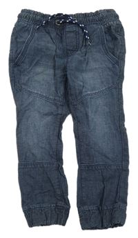 Tmavomodré melírované chino cuff plátěné kalhoty C&A