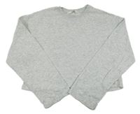 Světlešedá melírovaná crop mikina H&M