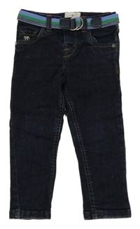 Tmavomodré skinny rifle s páskem Debenhams