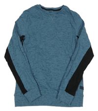 Modro-černé melírované pyžamové triko s kapsou WE