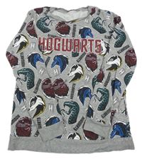 Šedá mikina s nápisem s zvířaty - Harry Potter