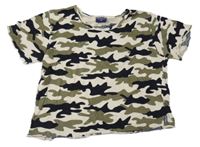 Béžovo-černo-khaki army crop tričko Mills vel. 176