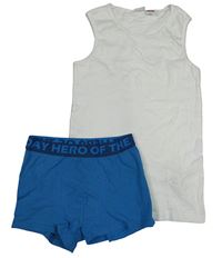 2set - Bílé tílko + modré boxerky