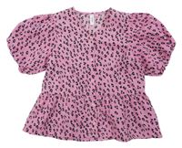 Růžovo-černá halenka s leopardím vzorem Vero Moda 
