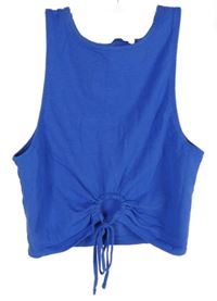 Dámský kobaltově modrý crop top se stahováním Terranova 