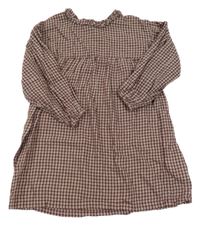 Hnědo-smetanové kostkované lehké šaty H&M