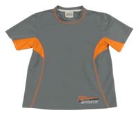 Šedo-oranžové sportovní tričko s nápisem C&A