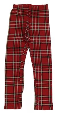 Červeno-tmavomodro-zlaté kostkované legíny H&M
