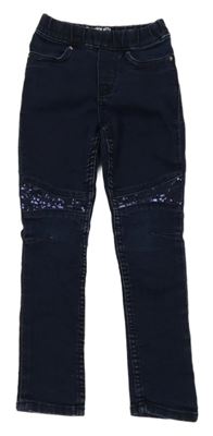 Tmavomodré džegíny s flitry Denim Co.