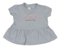 Světlemodré peplum tričko s třešničkami George