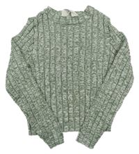 Zeleno-šedý melírovaný crop svetr H&M