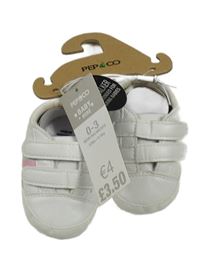 Nové - Bílé koženkové capáčky s pruhy Pep&Co vel. 17/18