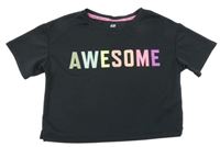 Černé tričko s barevným nápisem H&M