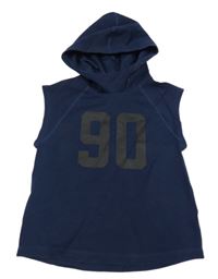 Tmavomodrá tepláková vesta s číslem a kapucí H&M