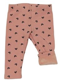 Růžovo-šedé zateplené legíny se srdíčky Topolino
